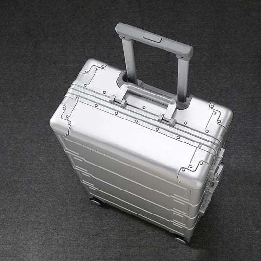All Aluminum Magnesium Zipperless Carry on Luggage Airline Approved, Hardside Carry on Suitcase with TSA Lock, Lightweight Hardshell Luggage Metal Rolling Luggage for Travel