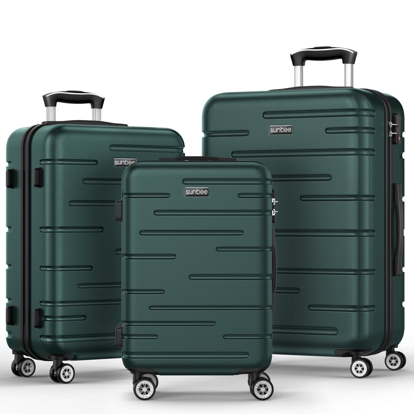Sunbee 3 Piece Luggage Sets Hardshell Hardside TSA Lock Lightweight Durable Spinner Wheels Suitcase