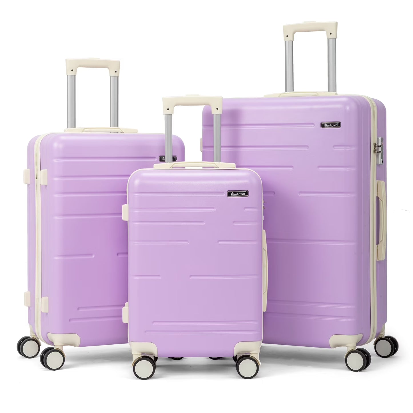 Zimtown 3 Piece Luggage Set, Carry on Suitcase Sets Hardside Lightweight Spinner with TSA Lock, Purple