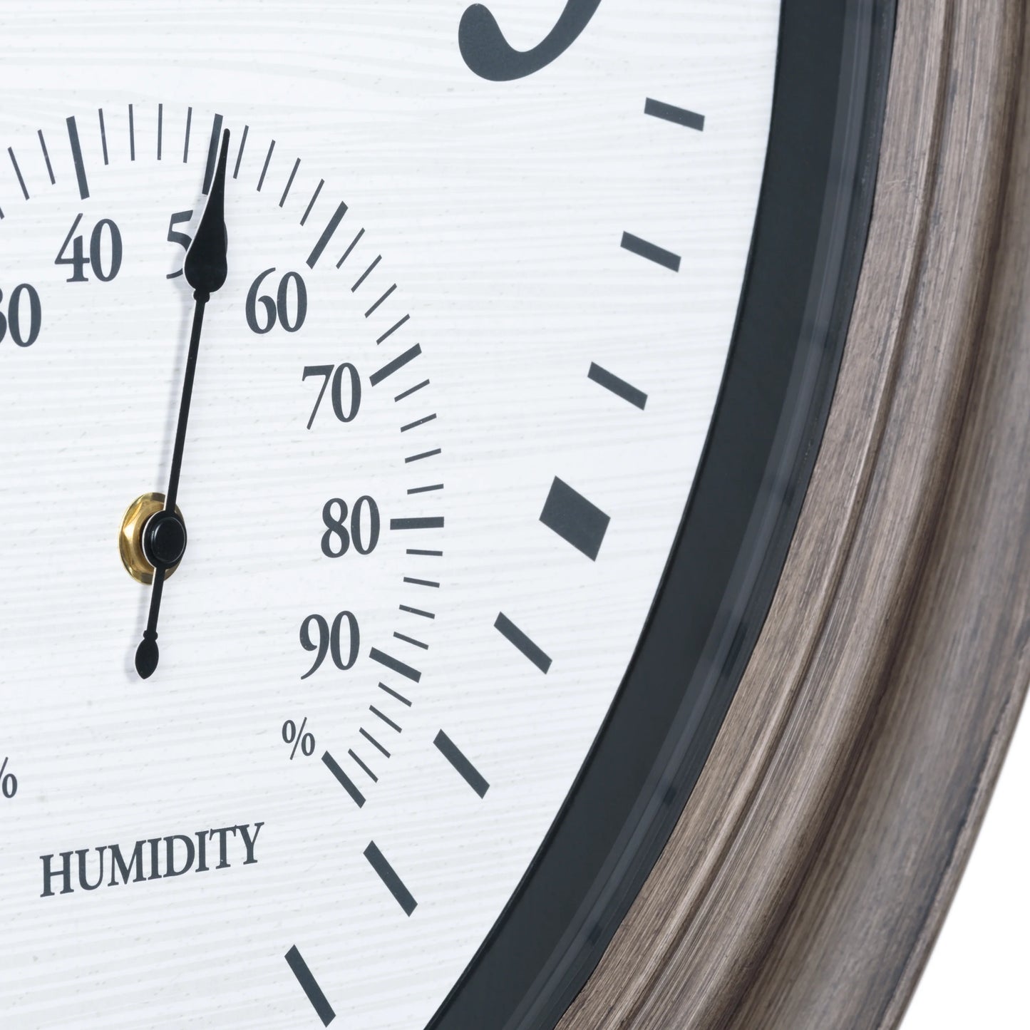 La Crosse 26.2" Outdoor Gray Oak Analog Quartz Wall Clock with Temp & Humidity, 433-3267TH
