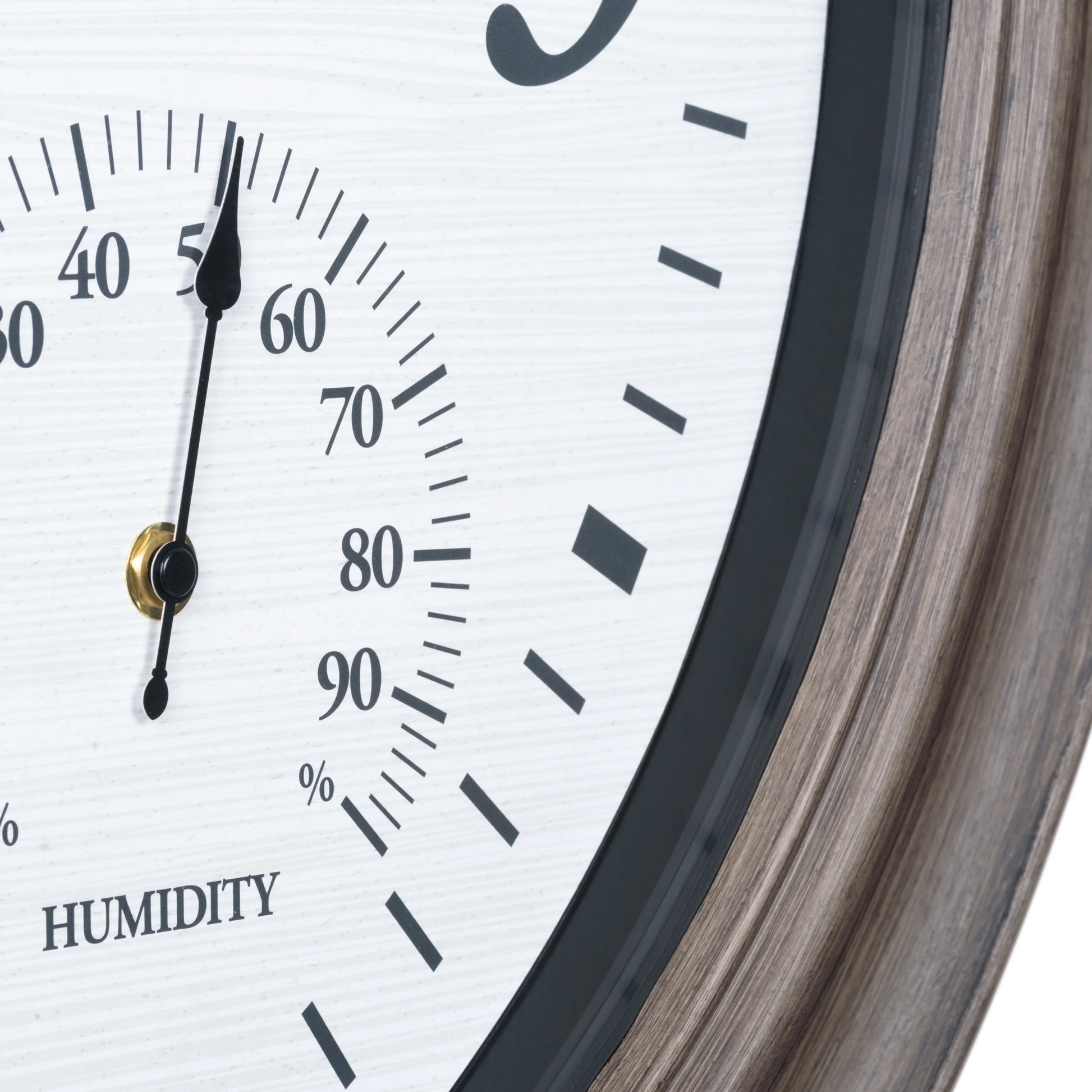 La Crosse 26.2" Outdoor Gray Oak Analog Quartz Wall Clock with Temp & Humidity, 433-3267TH