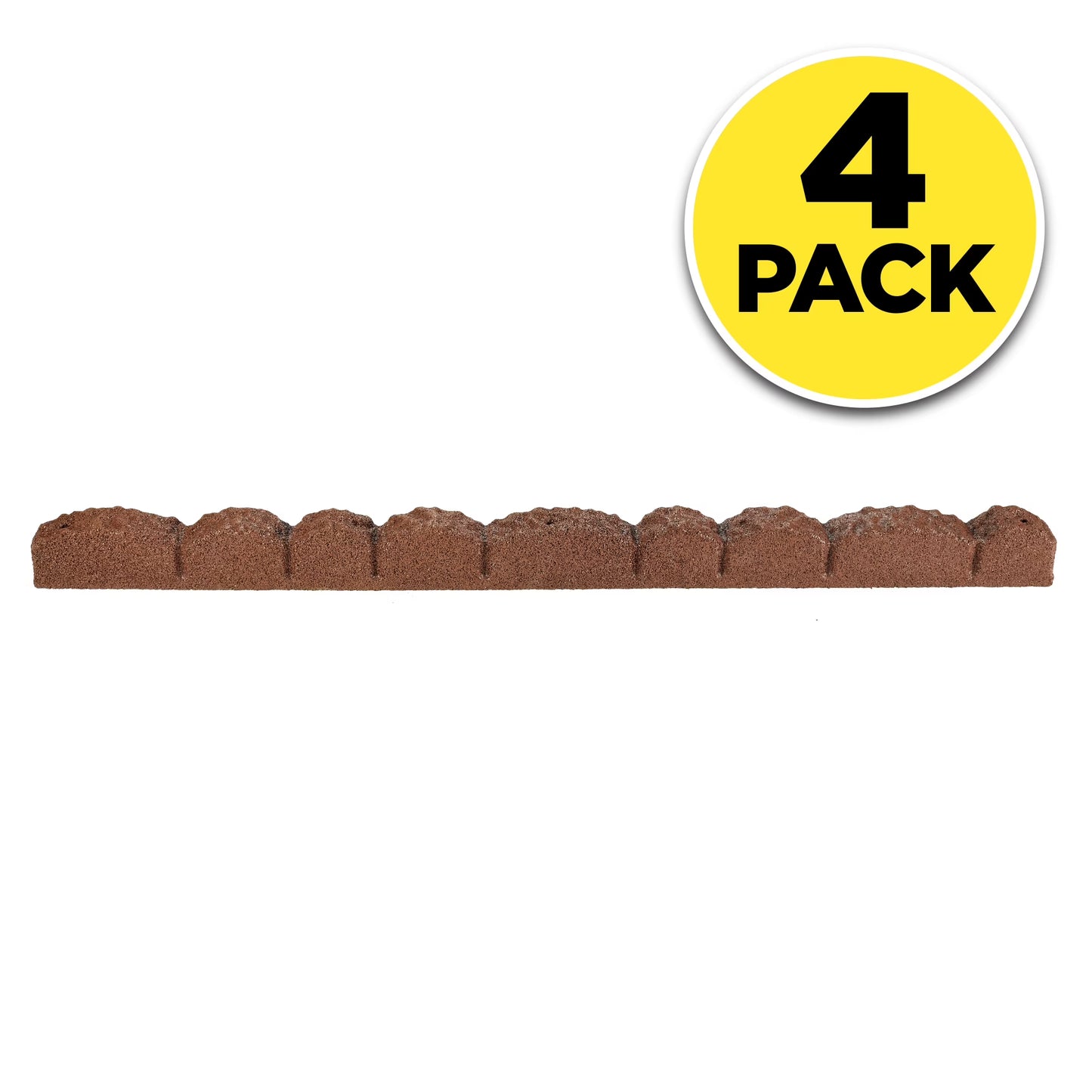Rubberific Landscape Edging, 4' Gray Cobblestone Rubber Flower Garden Edging Border (4 Pack)