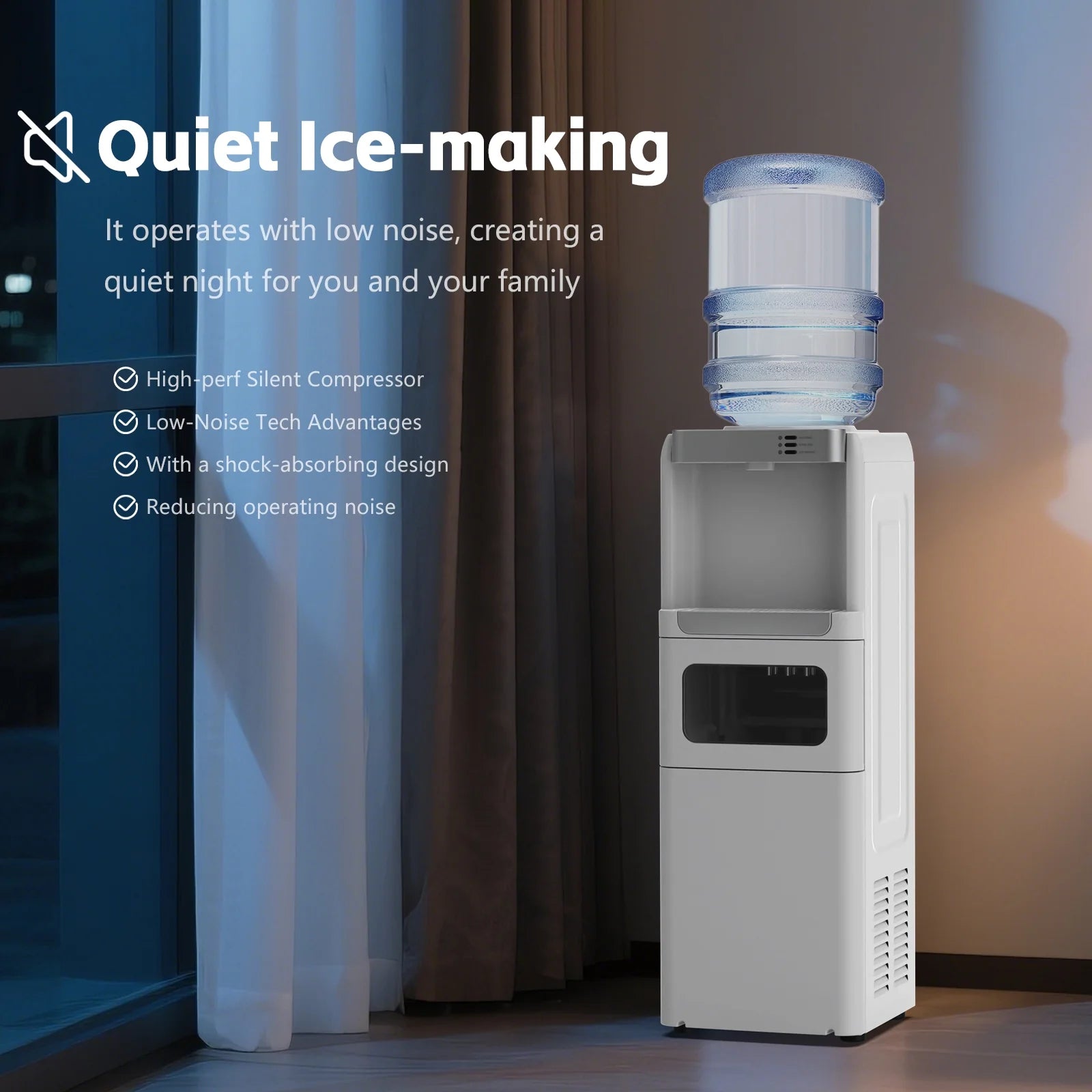 Advwin 3-in-1 Water Dispenser with Ice Maker, 33lbs/24H, Top Loading 3 or 5 Gallon, Water Cooler Dispenser for Home Office, Hot & Cold Water Dispenser, Child Lock