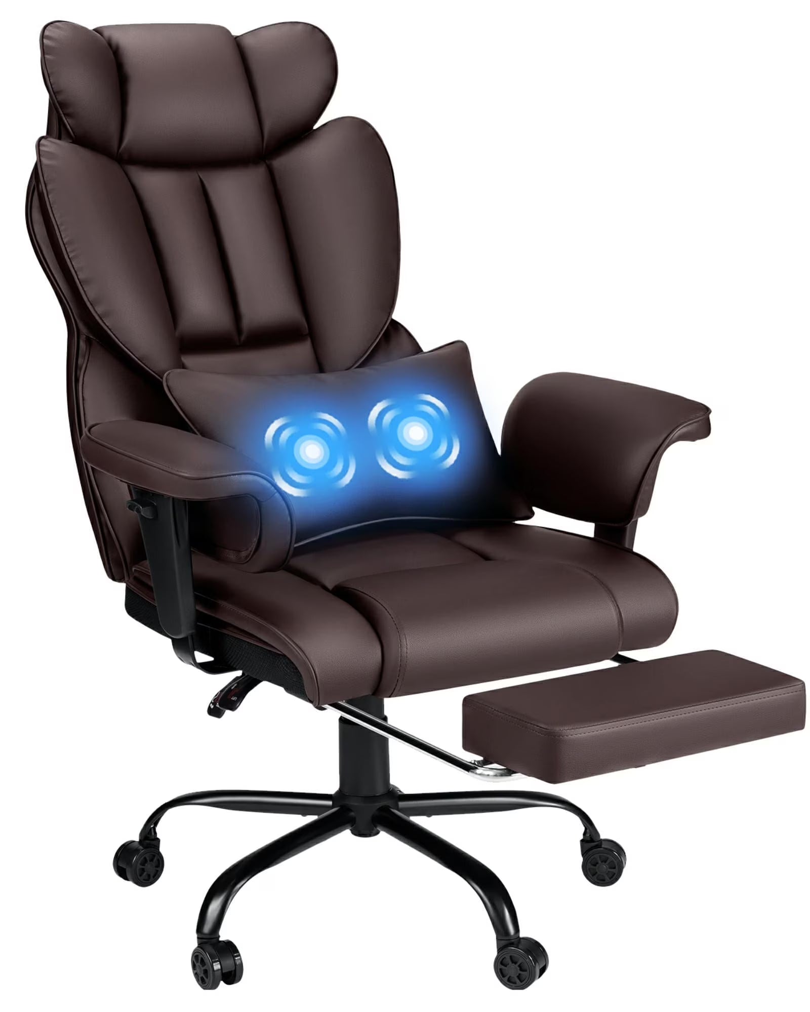 Hoffree Big and Tall Fabric Office Chair 450lbs, Executive Desk Chair with Massage Ergonomic Computer Chair with Footrest Reclining Desk Office Chair with Lumbar Support for Home Office