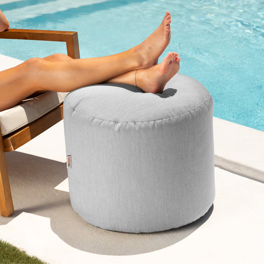 Jaxx Spring Indoor/Outdoor Bean Bag Pouf Ottoman, Sunbrella Granite
