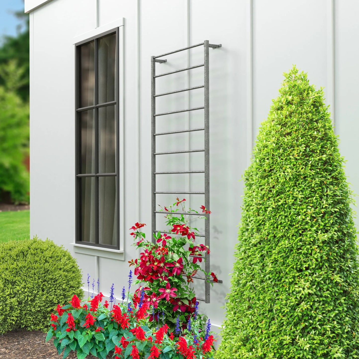 Panacea 84" Steel Ladder Trellis for Climbing Plants Outdoor, 84 Inch Garden Trellis