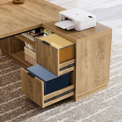 Tribesigns L Shaped Executive Desk with Storage, 78 Inch Large Computer Table, Corner Home Office Desk with Shelves