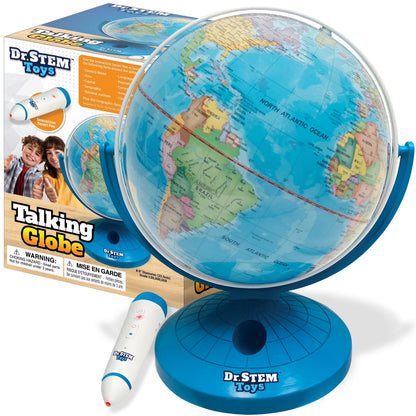 Dr. STEM: Interactive Talking Globe - Touch & Learn, Geographic Education Learning Set, Smart Pen, Electronic Game Panel, 300 Quiz Questions, Kids 6+