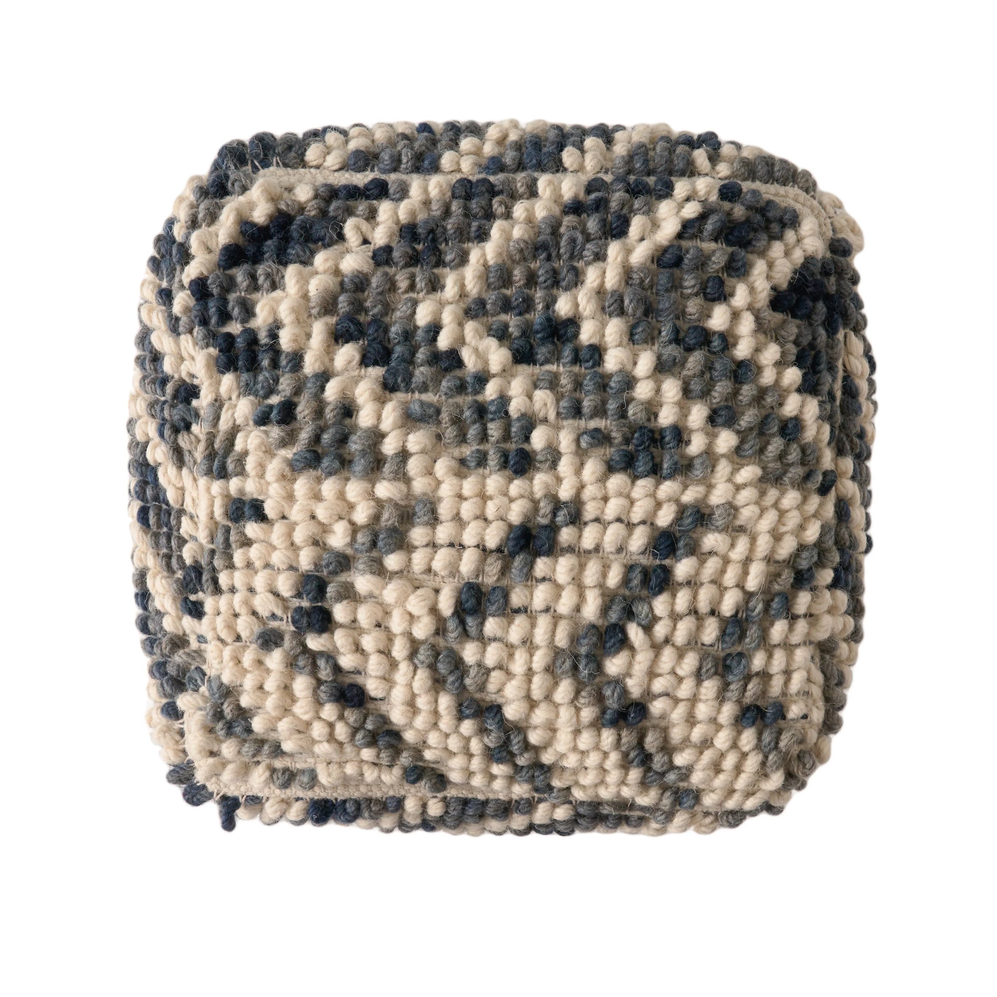 Noble House Cube Chevron Tufted Wool Pouf