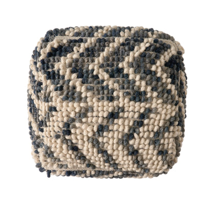 Noble House Cube Chevron Tufted Wool Pouf