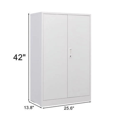 Metal Storage Cabinet, Folding Filing Storage Cabinet with Locking Doors and 2 Adjustable Shelves, Freestanding Steel Storage Cabinet for Home Office School Garage, White