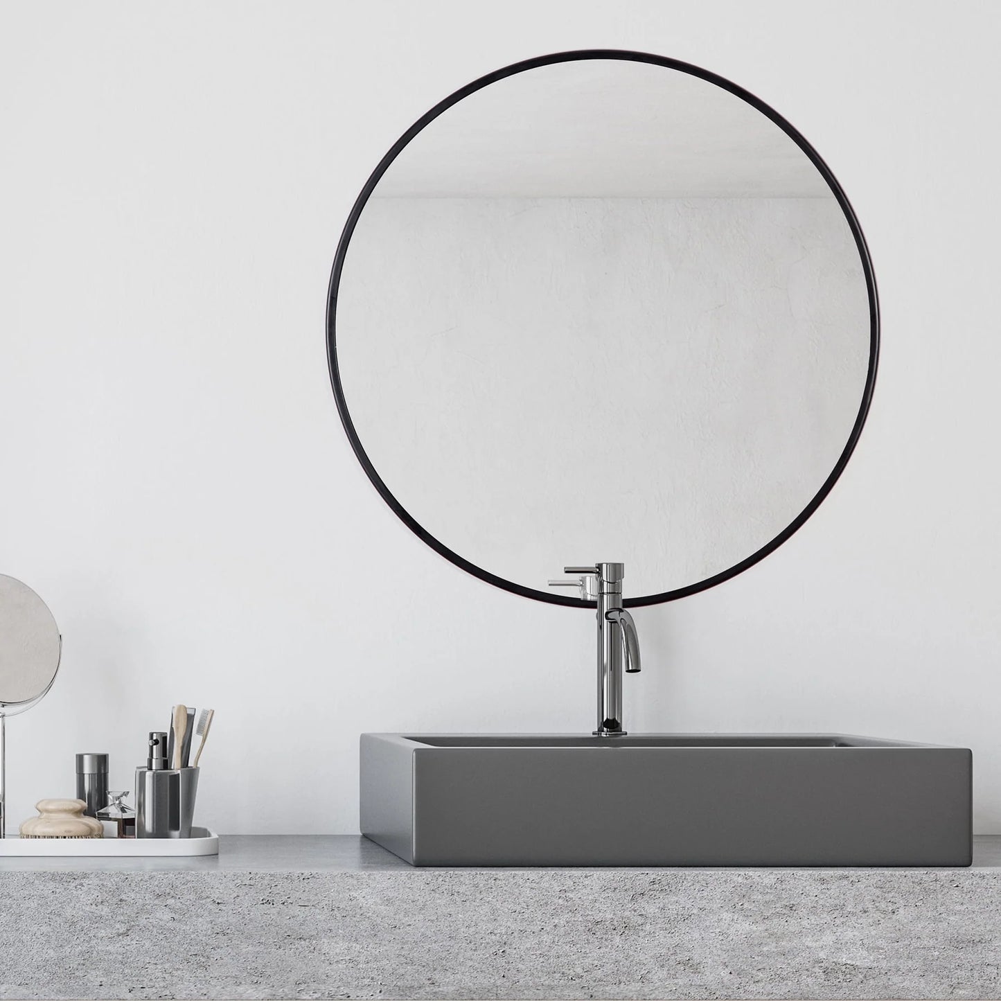 Habitat Adelina Black Circular Mirror
