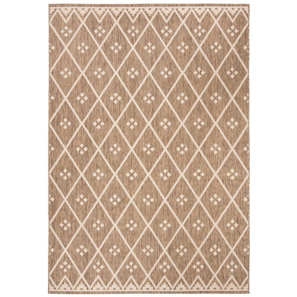 SAFAVIEH Courtyard Cori Bordered Indoor/Outdoor Area Rug, Dark Green/Beige, 9' x 12'