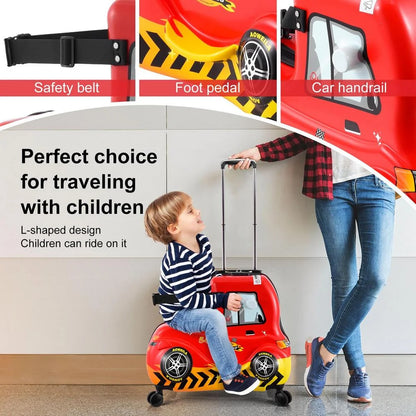 Xianers Ride on Suitcase for Kids 24 in Carry-On Luggage Red Car Cabin Case with Wheels Cabin Luggage with Safety Belt for Kid Boy Aged 6-12 Years Old expert