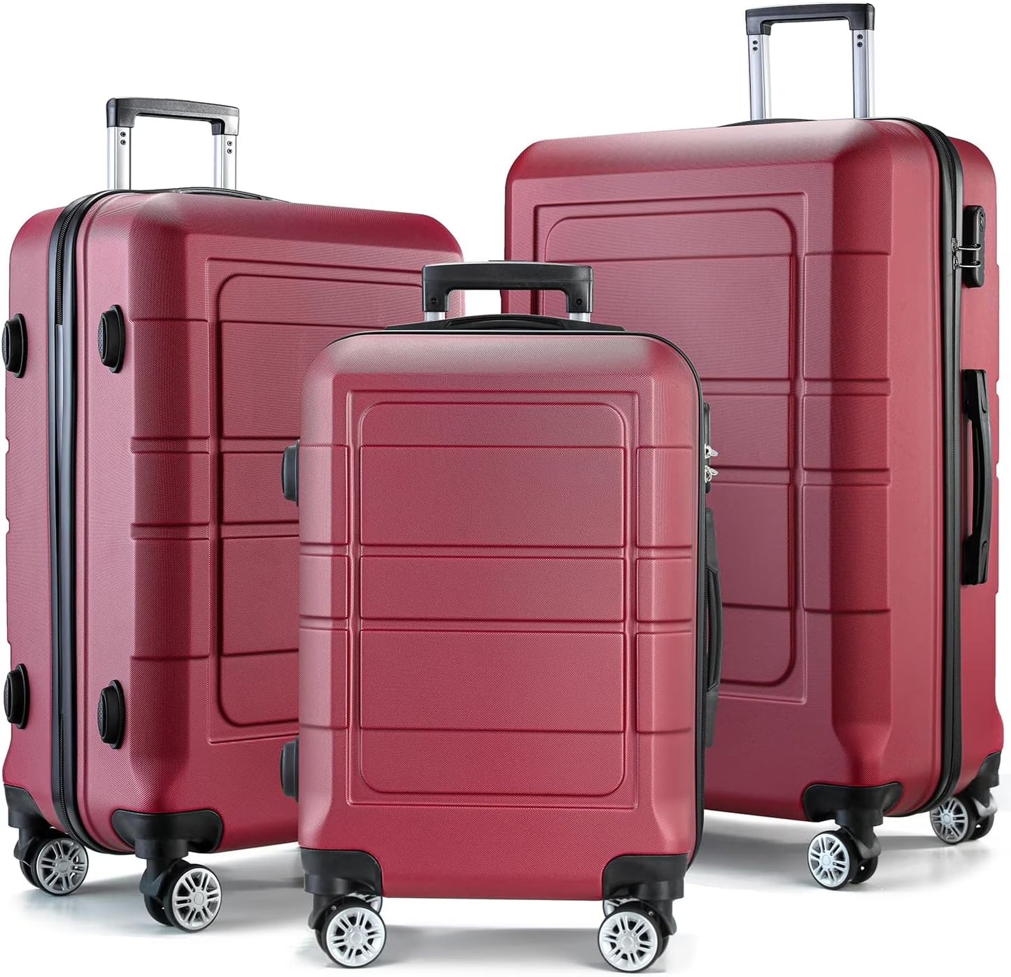 GULIN Hardsided Luggage Set with Spinner Wheels,Lightweight Hardshell Pink Luggage Sets 3 Piece Suitcases with Wheels Durable ABS/PC and TSA Lock for Men Women