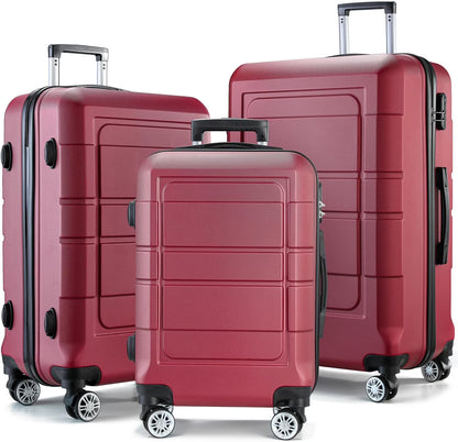 GULIN Hardsided Luggage Set with Spinner Wheels,Lightweight Hardshell Pink Luggage Sets 3 Piece Suitcases with Wheels Durable ABS/PC and TSA Lock for Men Women