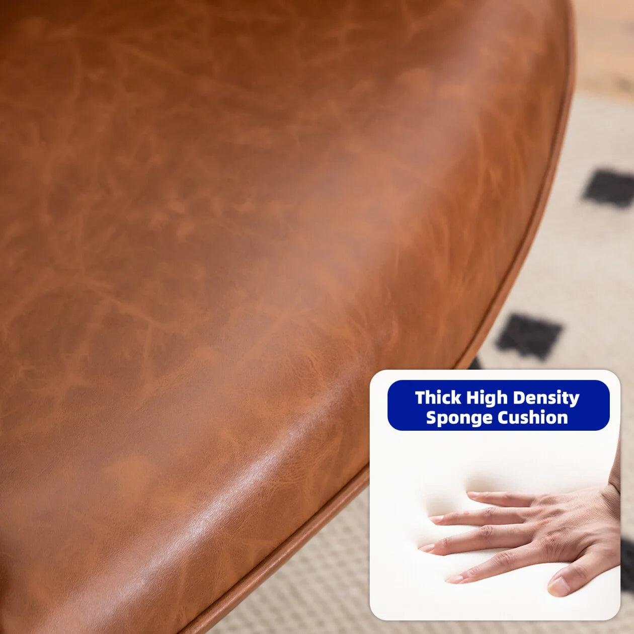 Modern Accent High Back Chair, Bonded Leather Armchair, Living Room Chairs with Metal Legs and Soft Padded, Sofa Chairs for Home Office/Bedroom/Dining Room, Brown (1pc)