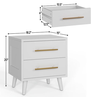 Bedroom Furniture Set - Includes Queen Bed Frame, Nightstands Set of 2, 5-Drawer Dresser & Vanity Desk - Modern Storage Solution for Stylish Home Decor, Beige/White