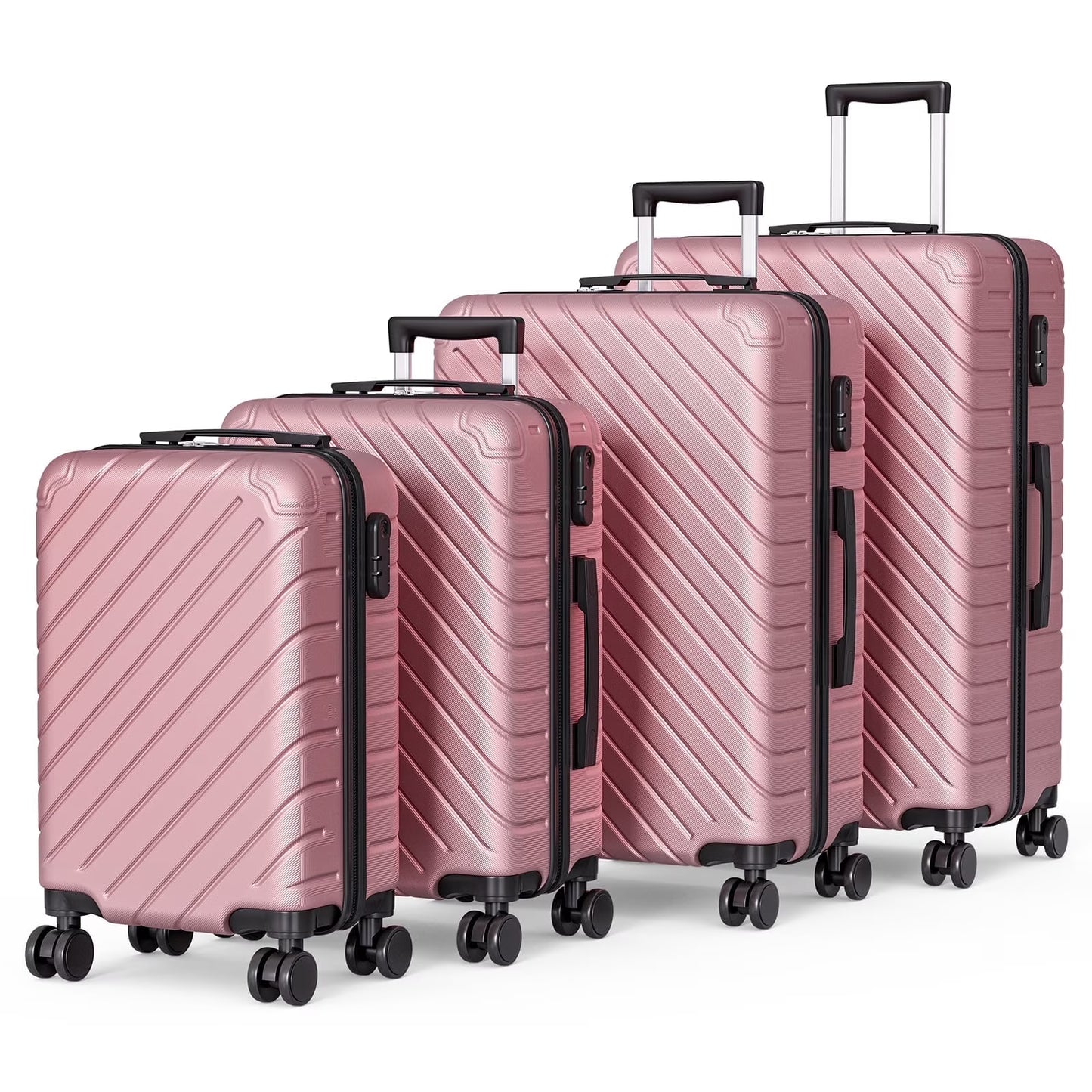 Apelila 4 Piece Luggage Sets Waterproof Durable Ultra-Light Hardside Spinner Suitcase Set Extra Large Capacity with 360° Silent Wheels 3-Level Handles Lightweight Travel Luggage Free Covers & Hangers