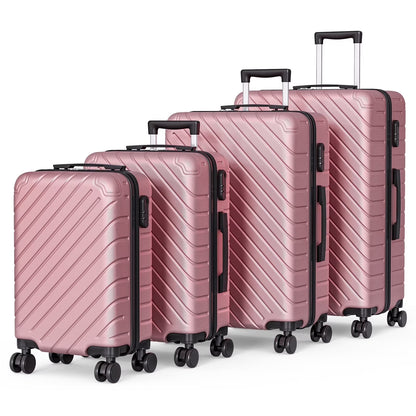Apelila 4 Piece Luggage Sets Waterproof Durable Ultra-Light Hardside Spinner Suitcase Set Extra Large Capacity with 360° Silent Wheels 3-Level Handles Lightweight Travel Luggage Free Covers & Hangers