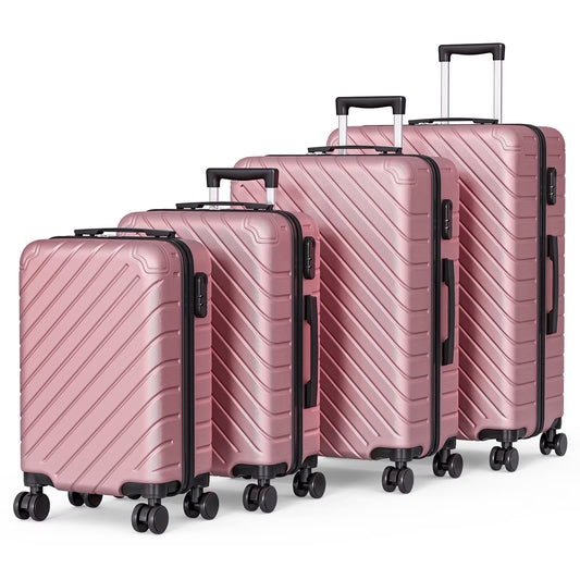 Apelila 4 Piece Luggage Sets Waterproof Durable Ultra-Light Hardside Spinner Suitcase Set Extra Large Capacity with 360° Silent Wheels 3-Level Handles Lightweight Travel Luggage Free Covers & Hangers