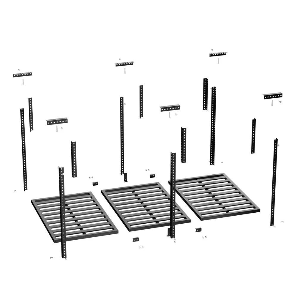 CZMJY High-Capacity Garage Ceiling Mount Storage Rack - Adjustable Metal Overhead Organizer Shelves for Efficiently Storing Luggage, Sports Equipment & More, 3ft x 8ft