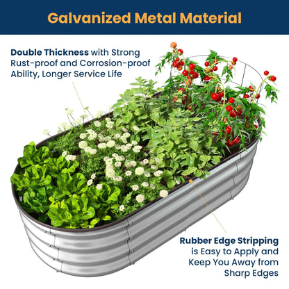 Galvanized Planter Box, ENJOYBASICS Large Bottomless Metal Raised Garden Bed for Growing Fruits, Flower, Vego, Herb (4x2x1ft)