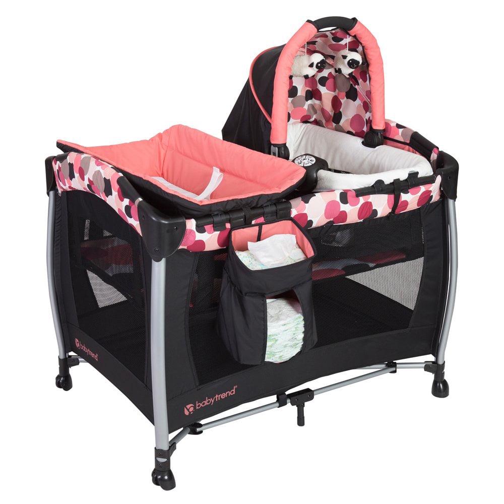 Baby Trend Resort Elite Nursery Center with Bassinet and Travel Bag - Dotty Pink. Female