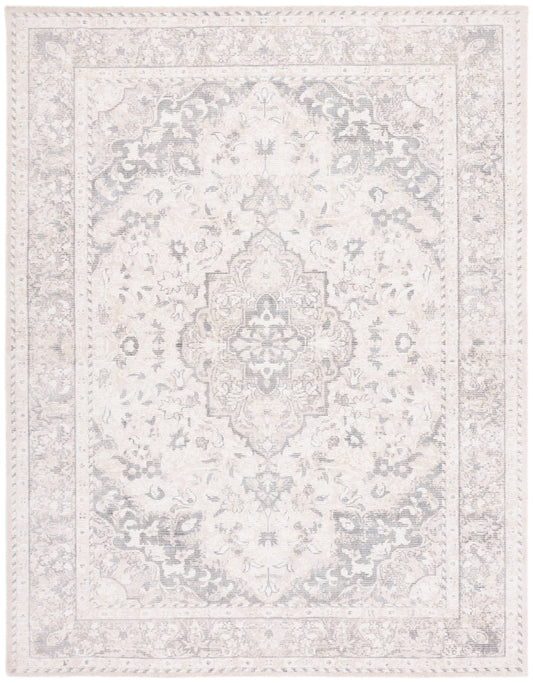 SAFAVIEH Restoration Vintage April Medallion Area Rug, Grey/Ivory, 8' x 10'
