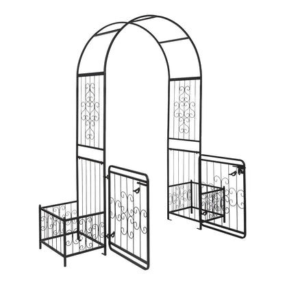 Zimtown Metal Garden Arch 7 Ft Garden Arbor w/Planters for Climbing Plant Outdoor Wedding