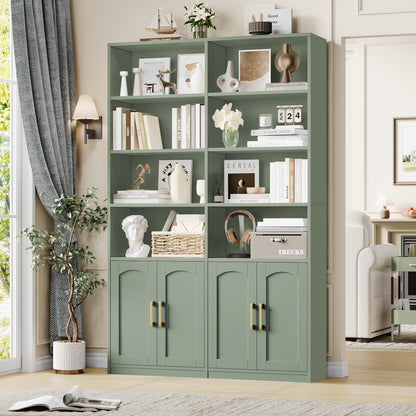 Homfa 73° Tall Bookcases with Doors, 8 Cubes 6-Tier Double Row Bookshelf, White Bookcase for Living Room Home Office