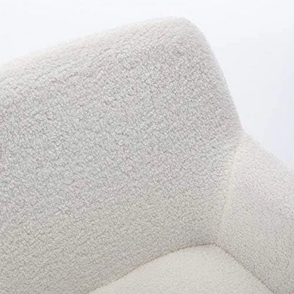 Modern Faux Fur Home Office Chair Height Adjustable, White Desk Chair Vanity Chair for Makeup Room, Rolling Desk Chairs with Wheels, Swivel Furry Cute Desk Chair for Teen Girls Women