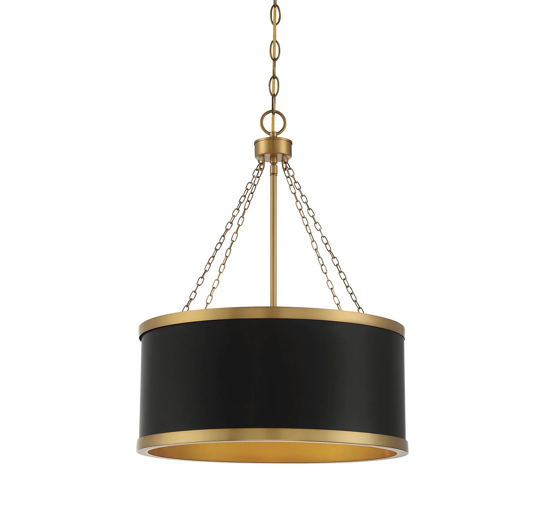 Black with Warm Brass Accents Six Light Pendant from the Delphi Collection
