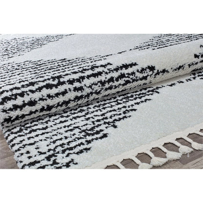 Rugs America Moon Collection MS30A Moroccan Tribal Heath White Area Rug, 8'0"x10'0"