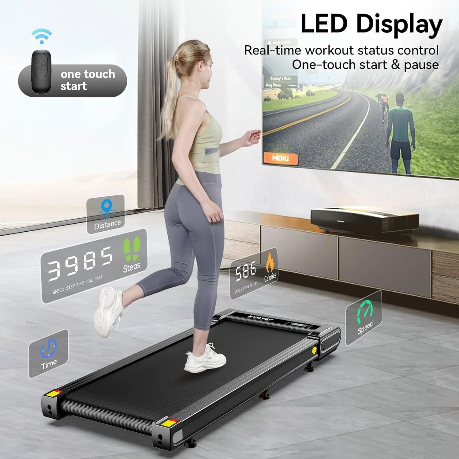 TOSSFD Treadmill Walking Pad with 6% Incline,2.5HP Under Desk Treadmill, Jogging Running Machine for Home Office X301