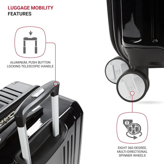 SwissGear 7786 Hardside Expandable Luggage with Spinner Wheels, Black, Checked-Large 27-Inch