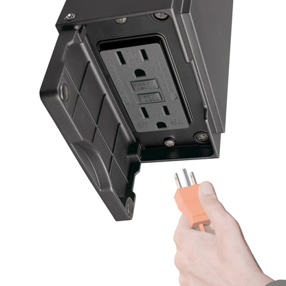 Globe Electric 14' Matte Black Outdoor Wall Light with GFCI Outlet
