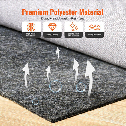 Rug Pad Gripper 8' x 10' Protective Carpet Pad 0.47" Thick for All Floors, Cushioned Non-Slip Area Rug Mat, Suitable for Hardwood, Tile, Laminate Flooring