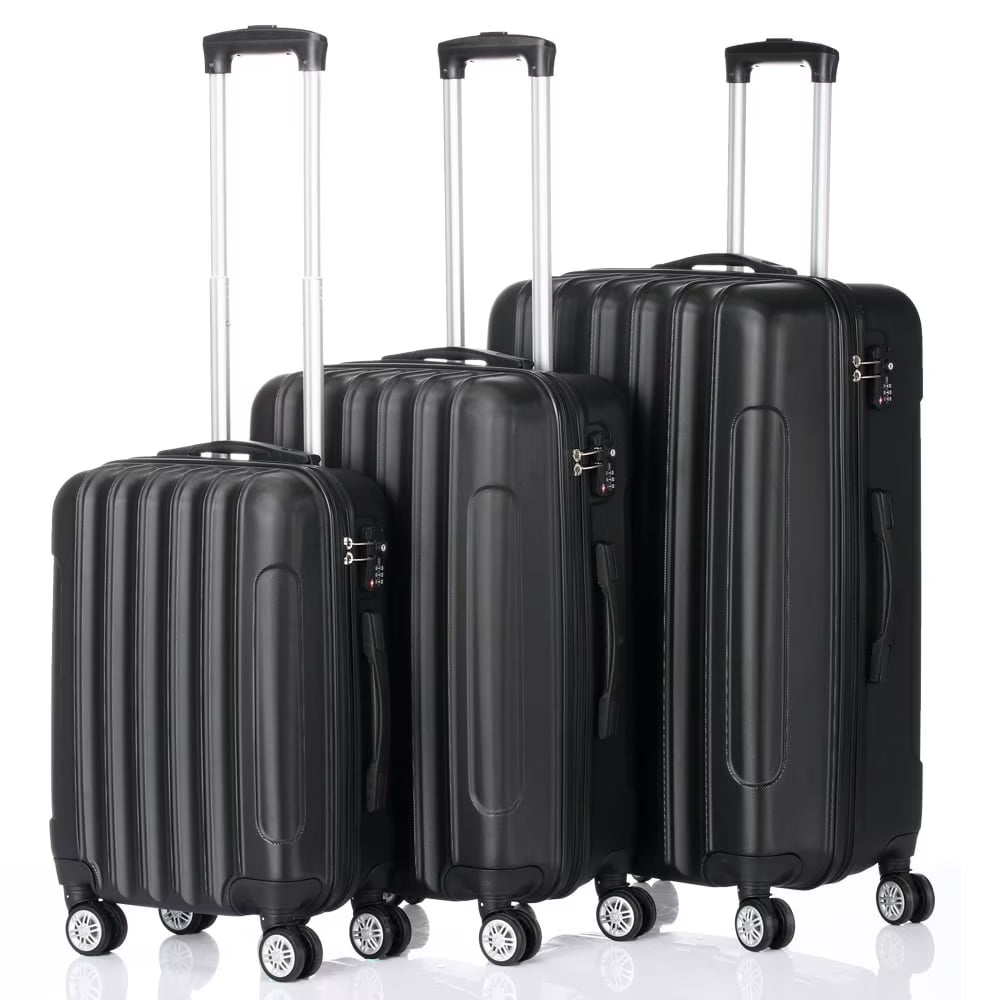 3-in-1 Multifunctional Large Capacity Traveling Storage Suitcase, Luggage Set ABS Suitcase 3 Piece Set with TSA Lock Spinner Wheels 20" 24" 28", 3-in-1 Orange Luggage