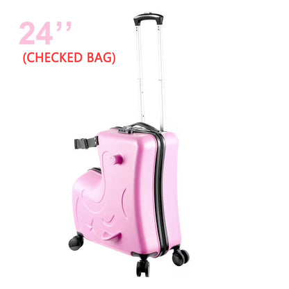 Goxfaca Kids Luggage, Kids Ride-on Luggage with Spinner Wheels Suitcase, Kid's Ride-On Suitcase Help Your Child Relax, Carry On Trolley Luggage with Password Lock, 20"