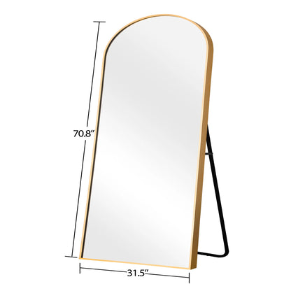 MAYEERTY 71"x32" Modern Aluminum Alloy Arch Full Length Floor Mirror Full Oversize Mirror,Black