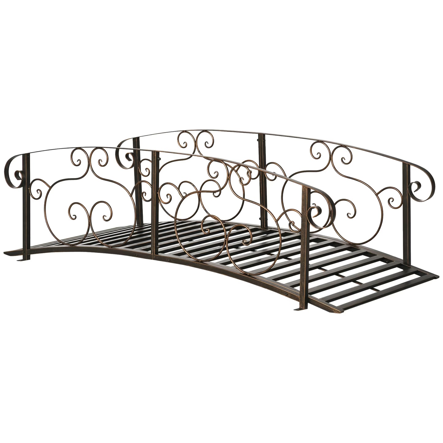 QISHENSHUI 6FT Durable Wooden Garden Bridge - Solid Timber Construction with Sturdy Safety Rails for Stylish Decorative Accents Over Ponds, Streams & Garden Water Features, Bronze