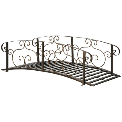 QISHENSHUI 6FT Durable Wooden Garden Bridge - Solid Timber Construction with Sturdy Safety Rails for Stylish Decorative Accents Over Ponds, Streams & Garden Water Features, Bronze