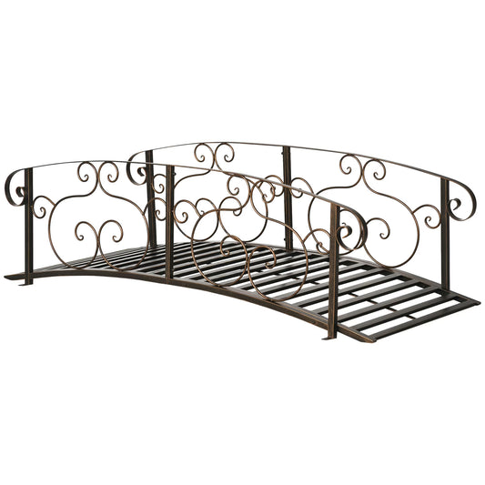 QISHENSHUI 6FT Durable Wooden Garden Bridge - Solid Timber Construction with Sturdy Safety Rails for Stylish Decorative Accents Over Ponds, Streams & Garden Water Features, Bronze