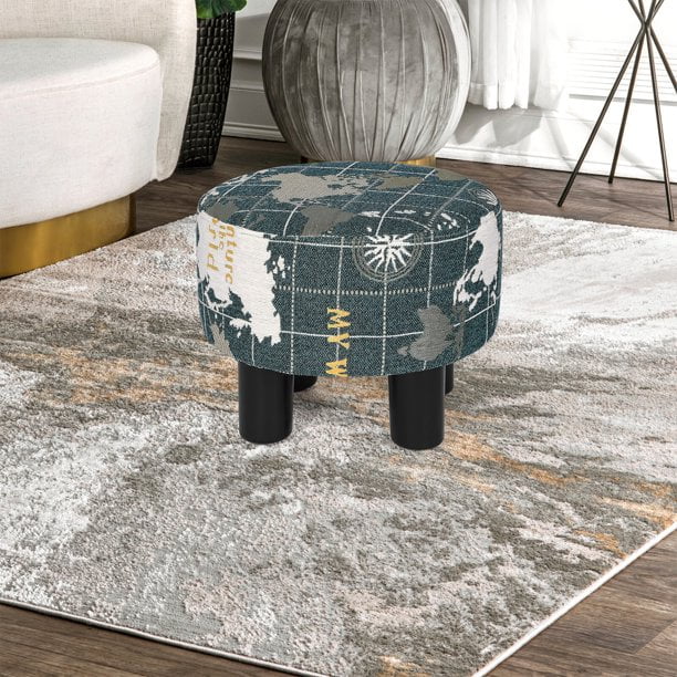 Homebeez Round Footstool Small Upholstered Ottoman Sofa Footrest Stool Padded Seat for Living Room Bedroom Entrance Home Decor