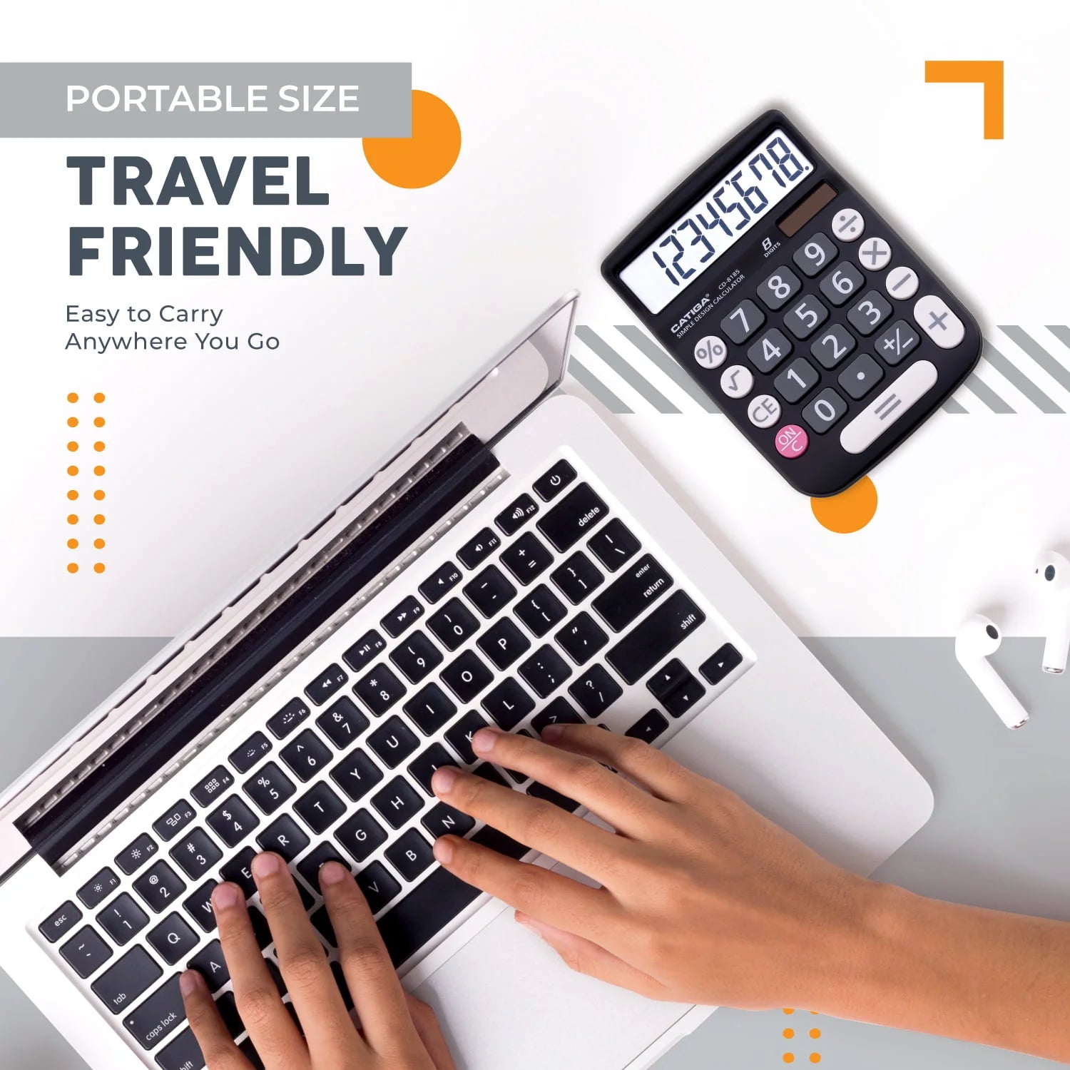 CATIGA CD-8185 Calculator Large LCD & Buttons 8 Digit Dual Power Home Office School (Black)