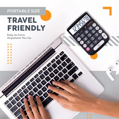 CATIGA CD-8185 Calculator Large LCD & Buttons 8 Digit Dual Power Home Office School (Black)