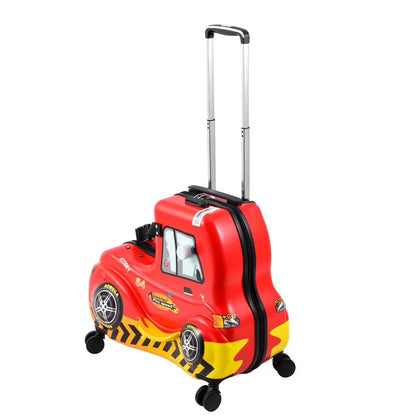 WAASOSCON Ride on Kids Luggage 24 in Carry-On Luggage Red Car Cabin Case with Wheels Cabin Luggage with Safety Belt Cute Hardside Kids Suitcase for Airplane Travel thrifty