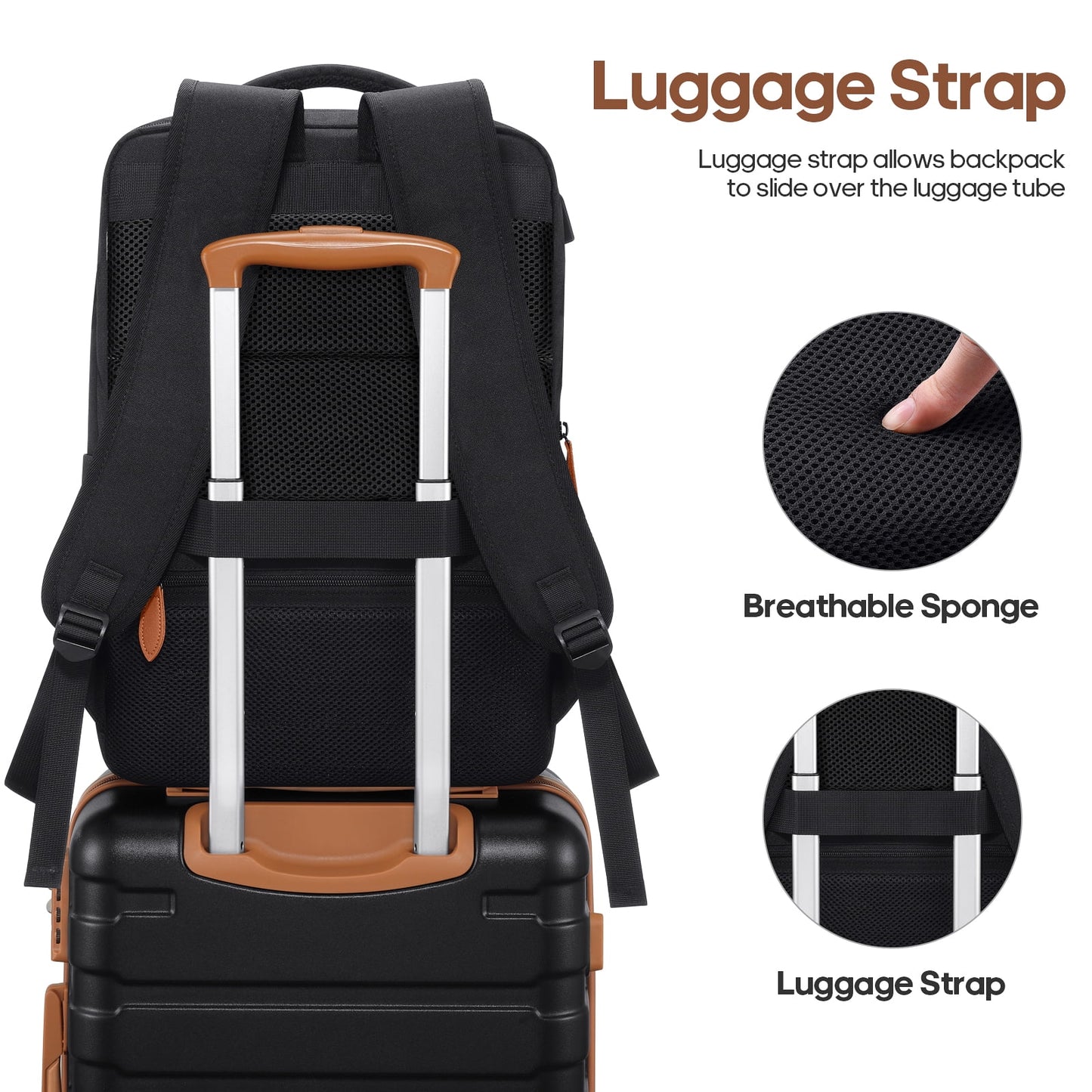 MIUSSE Carry on Luggage Set 3 Piece Hard Shell Luggage Sets with Spinner Wheels TSA Lock Carry on with Backpack Set