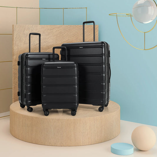 Costway 3 Piece Hardshell Luggage Set Ex pandable Suitcase w/TSA Lock & Spinner Wheels